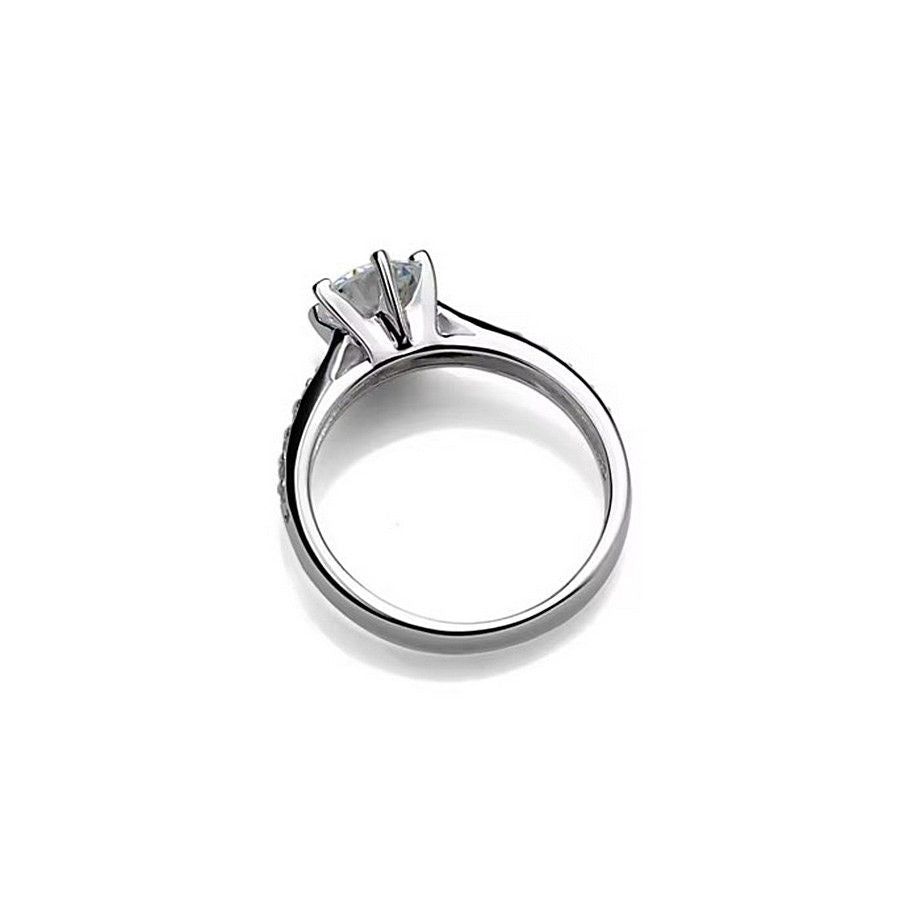 Dayani Lynn Accented Solitaire CZ Sterling Silver Plated Ring Size 6 Gift Boxed