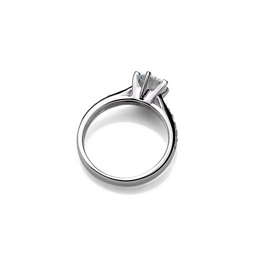 Dayani Lynn Accented Solitaire CZ Sterling Silver Plated Ring Size 6 Gift Boxed