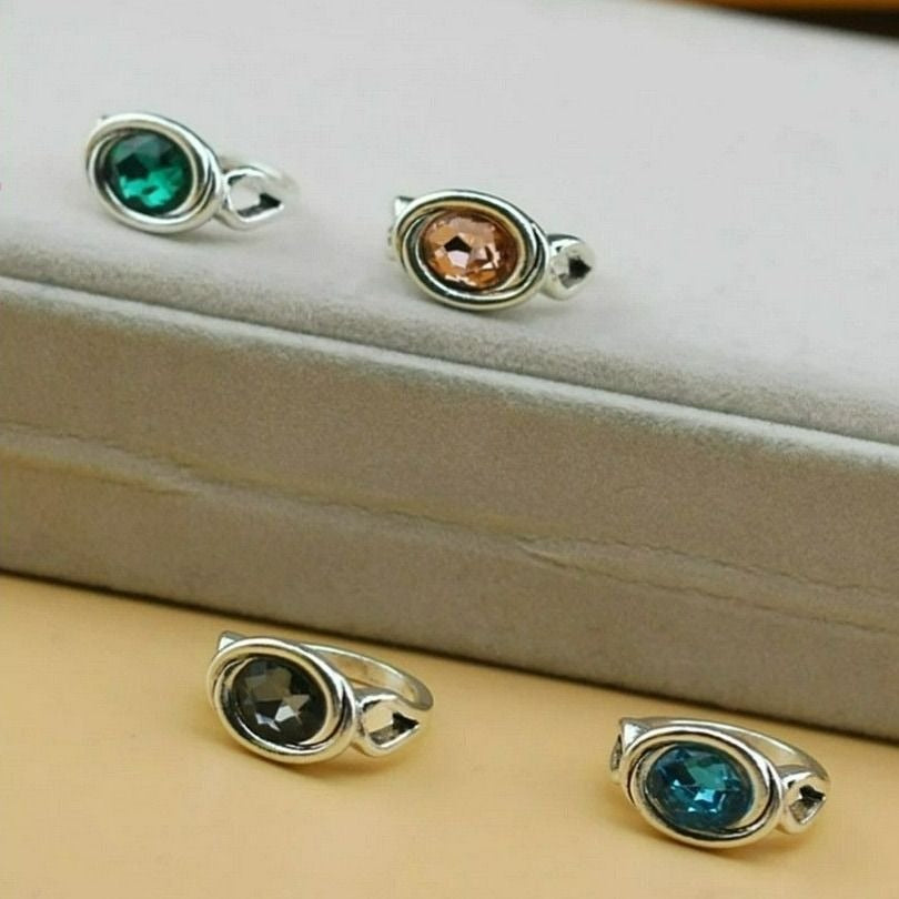 Zalia Oval Modern Silver Ring with Tourmaline Pink Colored Crystal Sz 9 Gift Box