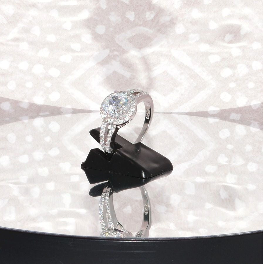 Victoria Halo Size 4 Cubic Zirconia 925 Sterling Silver Ring Gift Boxed