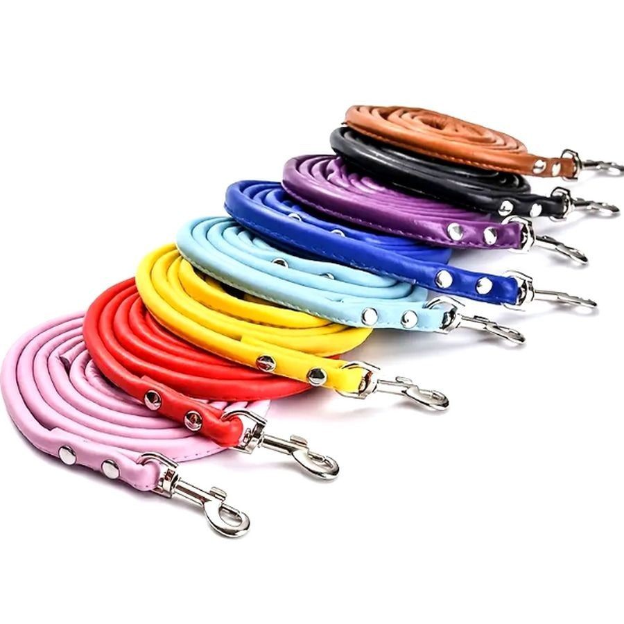 Xander Rey Classic Style Faux Leather Rotating Clip Dog Leash Sky Blue