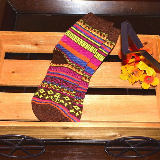 Zoanne Anchor Fair Isle Socks Brown