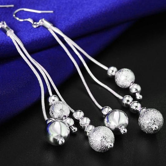 Giavanna Shimmery Sterling Silver Bead Ball Drop Array Earrings Gift Boxed