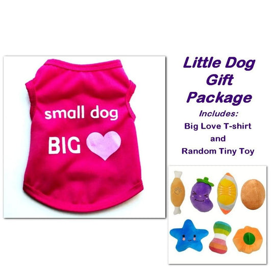 Randy Love Little Dog Tee Shirt and Tiny Toy Gift Package Size XS Dark Pink