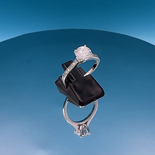 Emilia Eternity Solitaire CZ Accented 925 Sterling Silver Ring Size 6 Gift Boxed