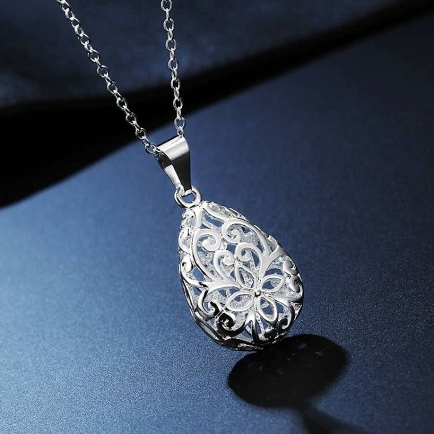 Viviana Filigree Water Drop Pendant Sterling Silver Necklace Gift Packaged