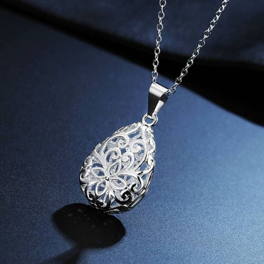 Viviana Filigree Water Drop Pendant Sterling Silver Necklace Gift Packaged