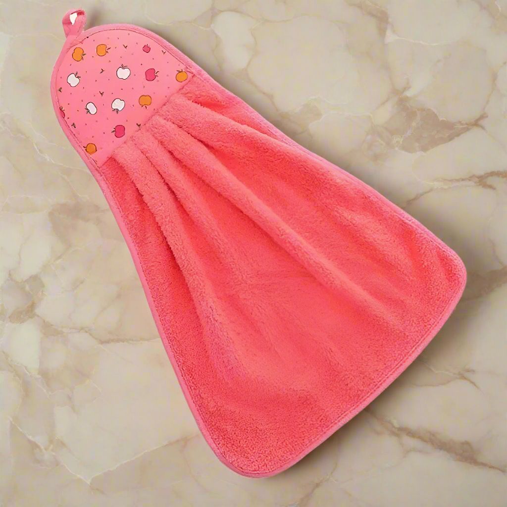 Anna Apple Decorative Fingertip Towel with Hanging Loop Coral Pink Gift Packaged