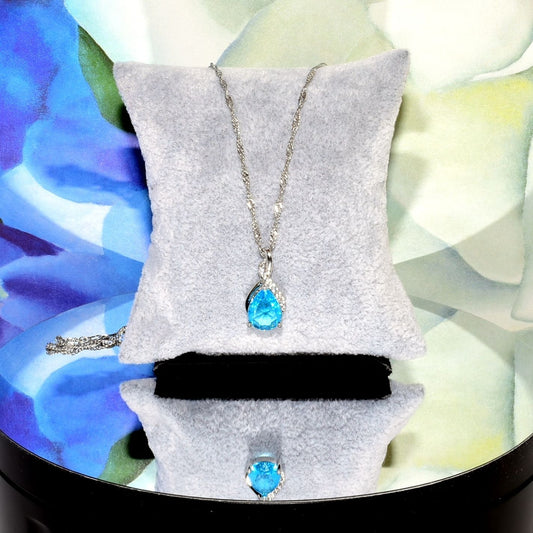 Brianna Teardrop Blue Topaz 925 Sterling Silver Pendant Necklace Gift Boxed