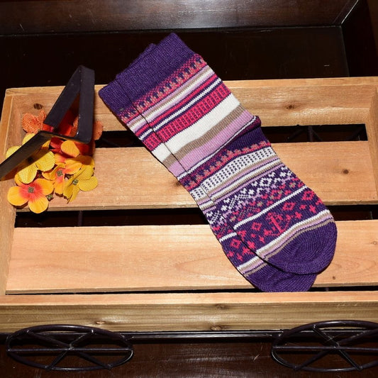 Zoanne Anchor Fair Isle Socks Purple