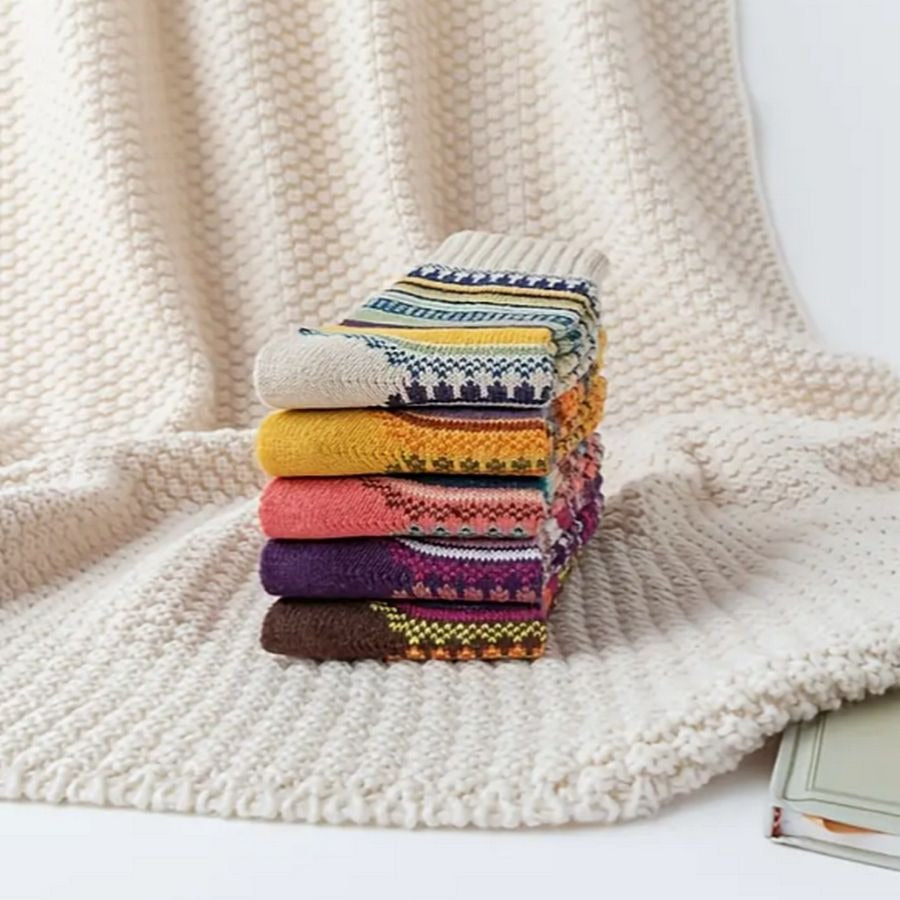 Zoanne Anchor Fair Isle Socks Purple
