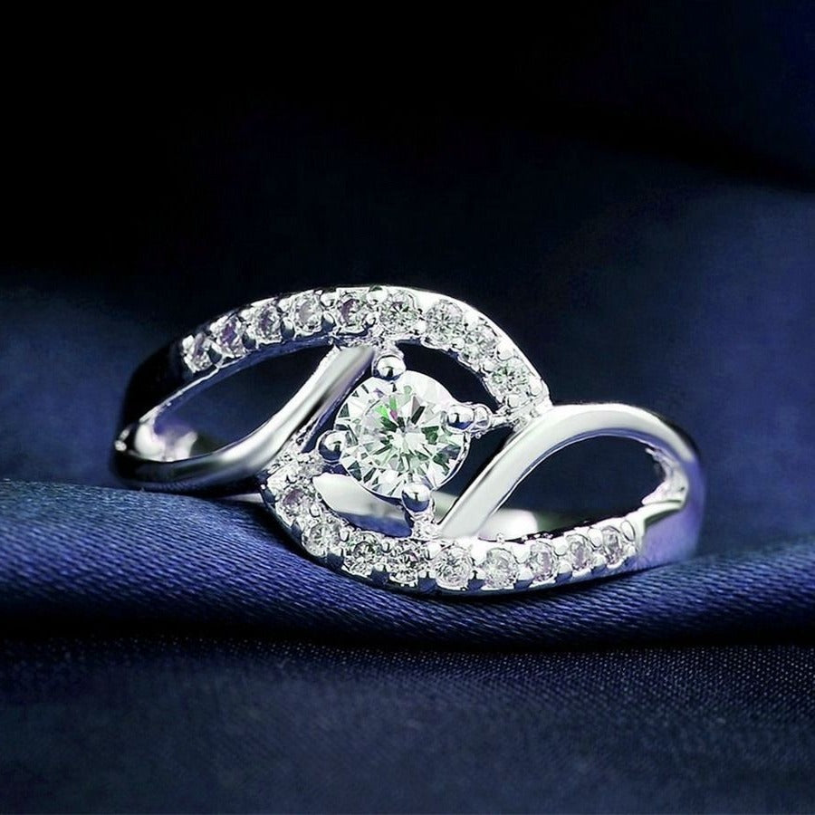 Carlella 925 Silver Stamped Lab Created Cubic Zirconia Ring  Size 6.5 Gift Boxed