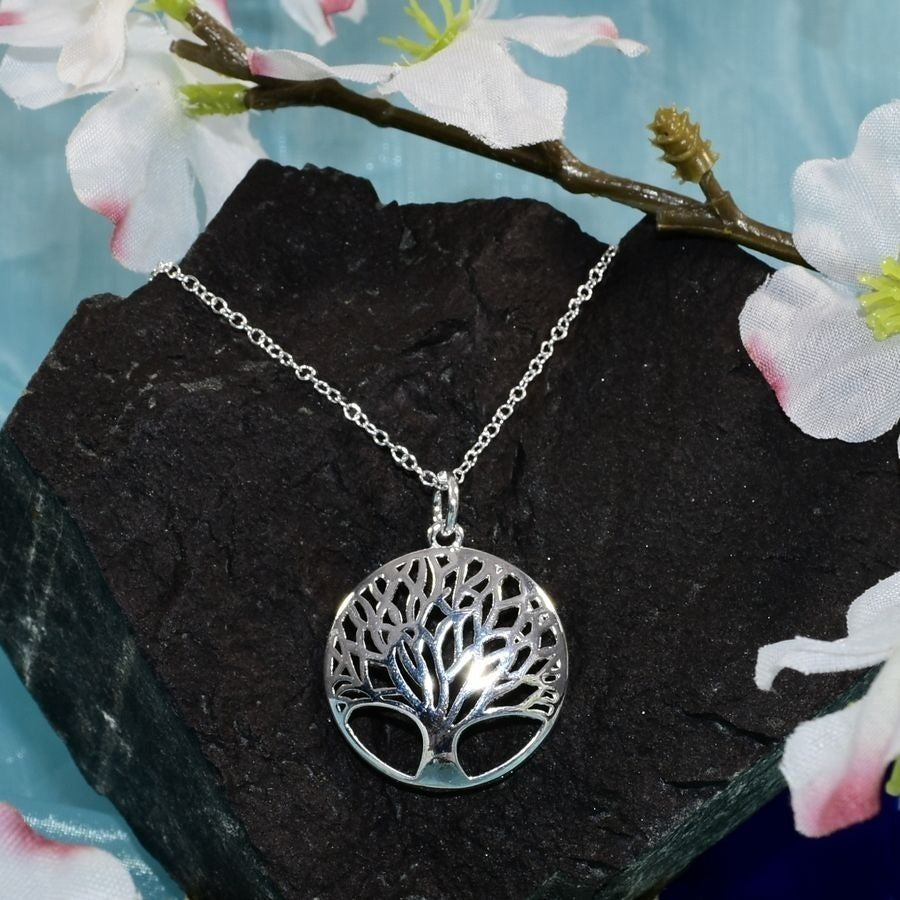 Destinelle Filigree 925 Sterling Silver Tree of Life Necklace Earrings Gift Set