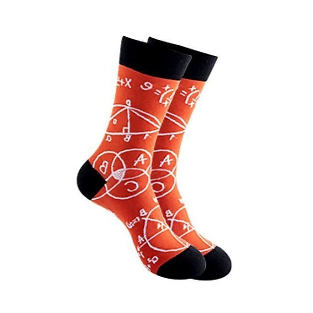 Jimmy Whiz Mens Math Chemistry Science Formula Socks on Orange Gift Packaged