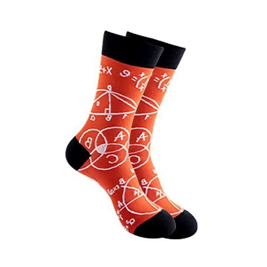 Jimmy Whiz Mens Math Chemistry Science Formula Socks on Orange Gift Packaged
