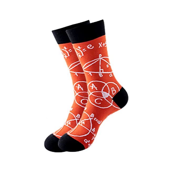 Jimmy Whiz Mens Math Chemistry Science Formula Socks on Orange Gift Packaged