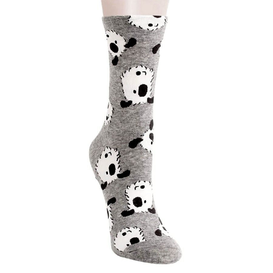 Andi Larose Womens Puppy Dog Pattern Socks White on Gray Gift Packaged