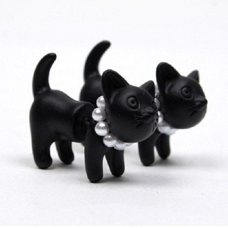 Deb Dee Dee Cutie Black Cat 3D Kitty Halloween Earrings Gift Packaged
