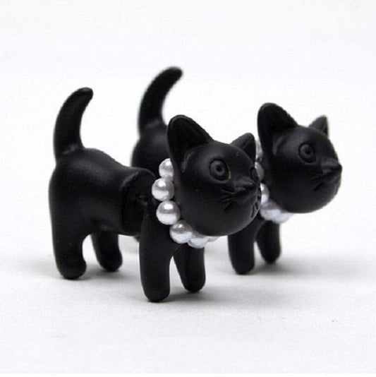 Deb Dee Dee Cutie Black Cat 3D Kitty Halloween Earrings Gift Packaged