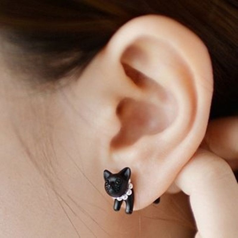 Deb Dee Dee Cutie Black Cat 3D Kitty Halloween Earrings Gift Packaged