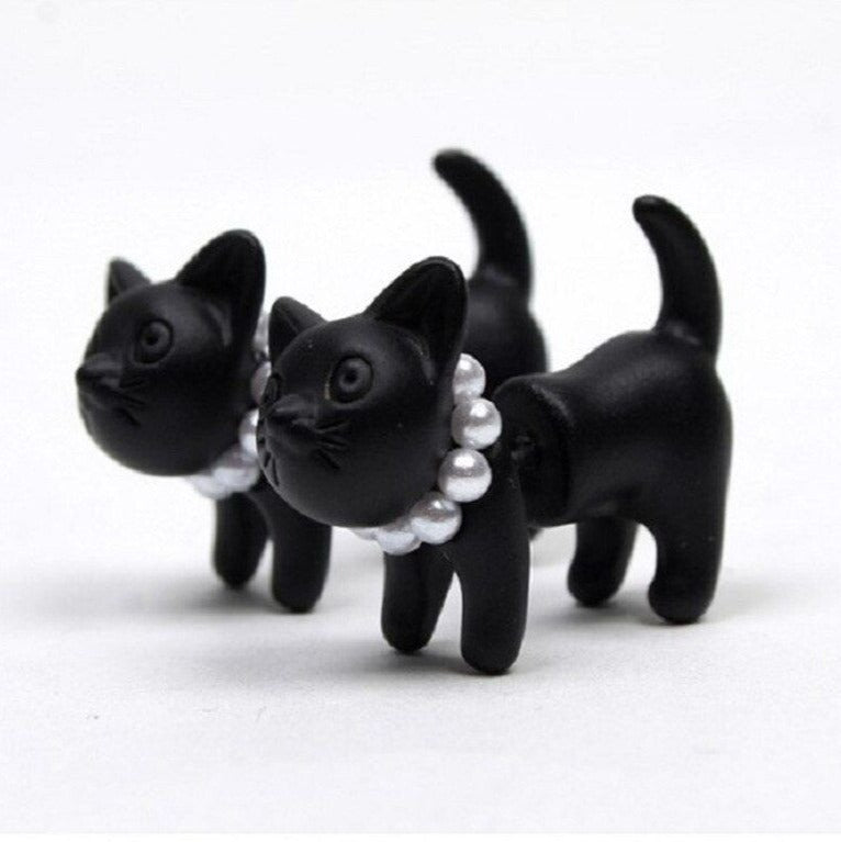 Deb Dee Dee Cutie Black Cat 3D Kitty Halloween Earrings Gift Packaged