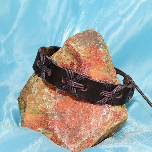 Kelly Crossover Boho Sliding Tie Leather Bracelet Brown Gift Packaged