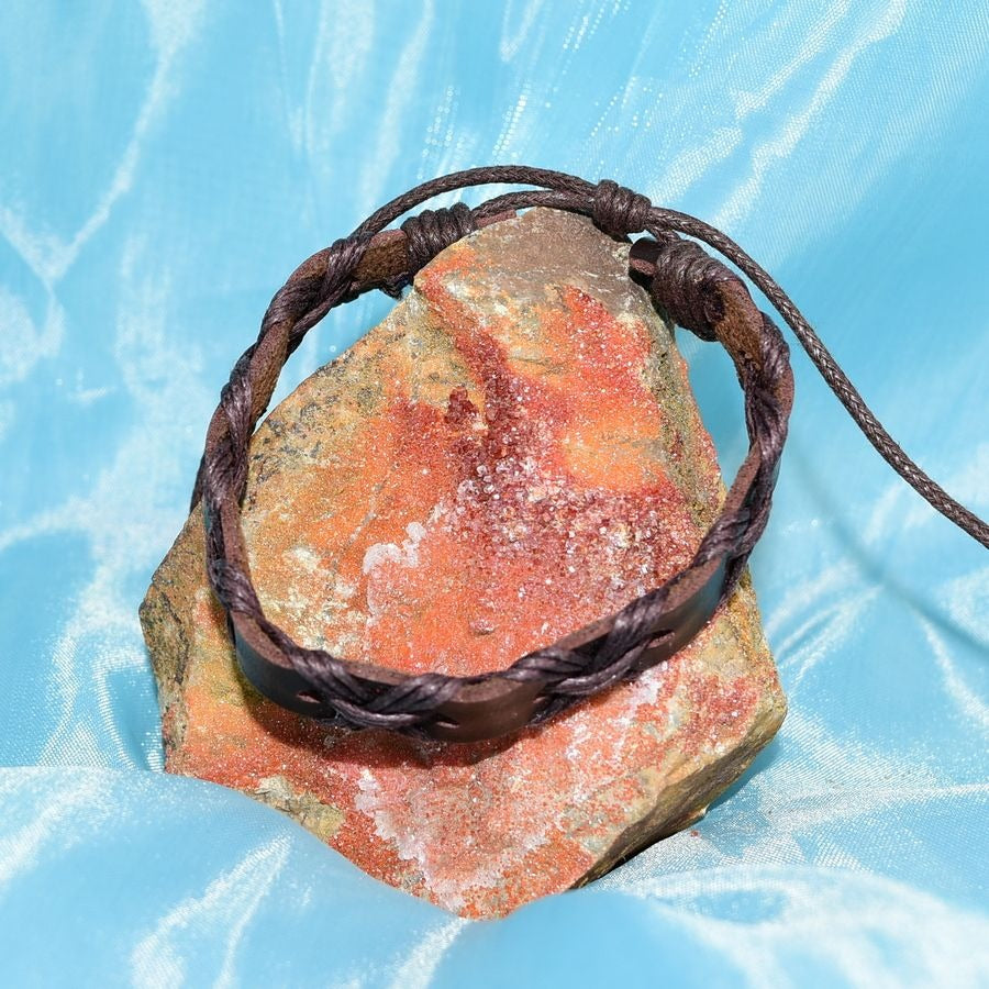 Kelly Crossover Boho Sliding Tie Leather Bracelet Brown Gift Packaged