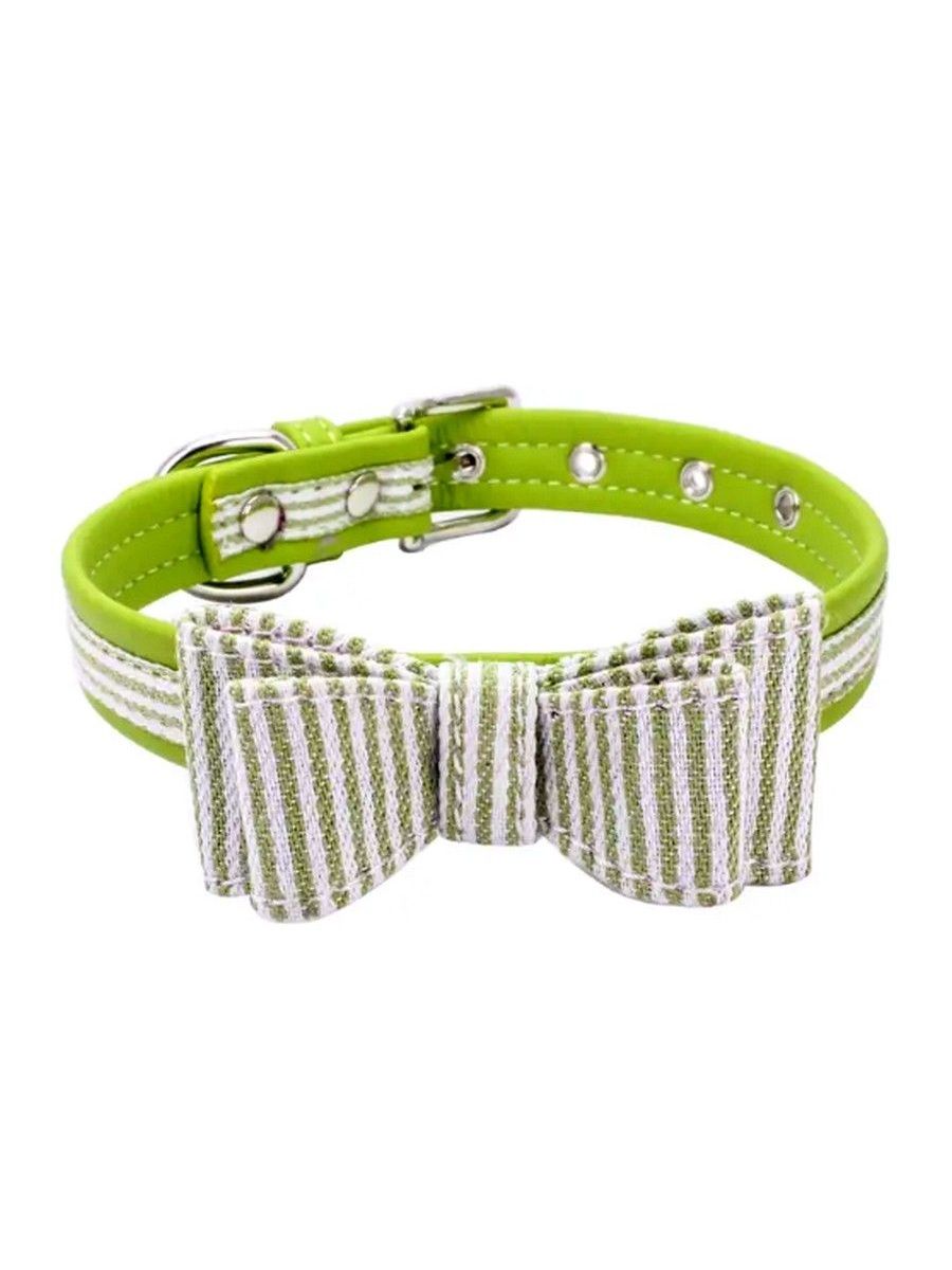 Zachary Saylor Preppy Green Oxford Stripe Bow Tie Dog Collar Medium Gift Package