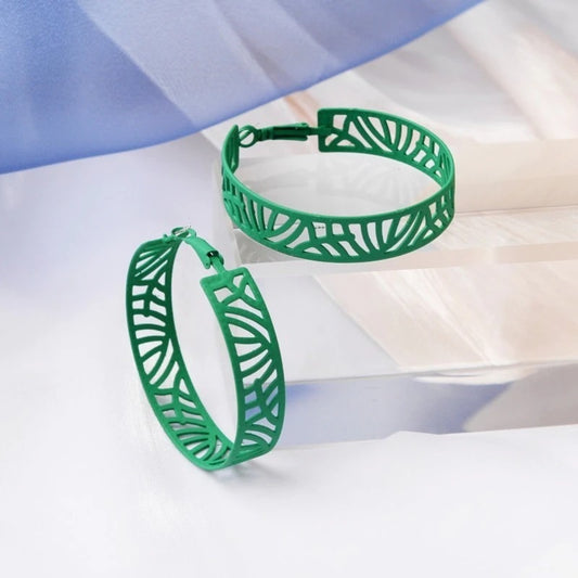 Tristen Shayelle Colorful Abstract Hoop Earrings Green Gift Packaged