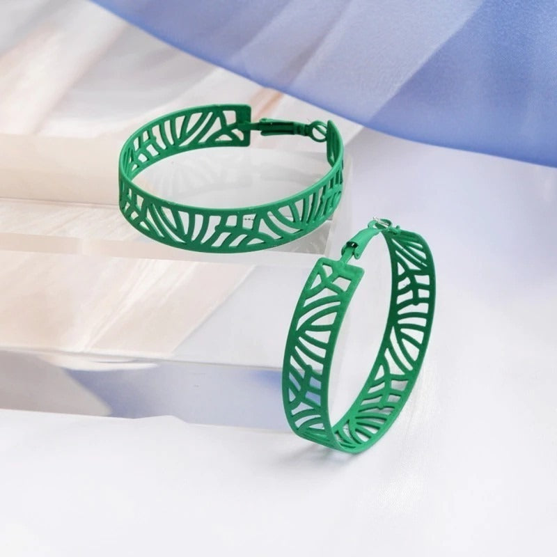 Tristen Shayelle Colorful Abstract Hoop Earrings Green Gift Packaged