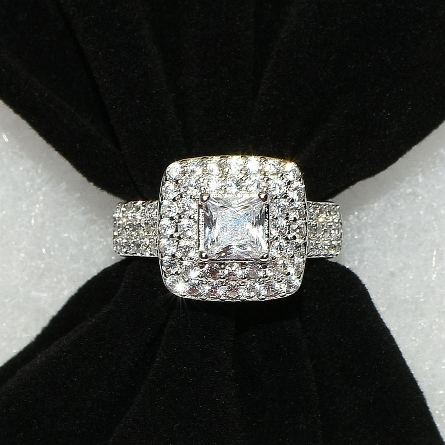 Julieta Princess 925 Sterling Silver Cubic Zirconia Ring Size 8 Gift Boxed
