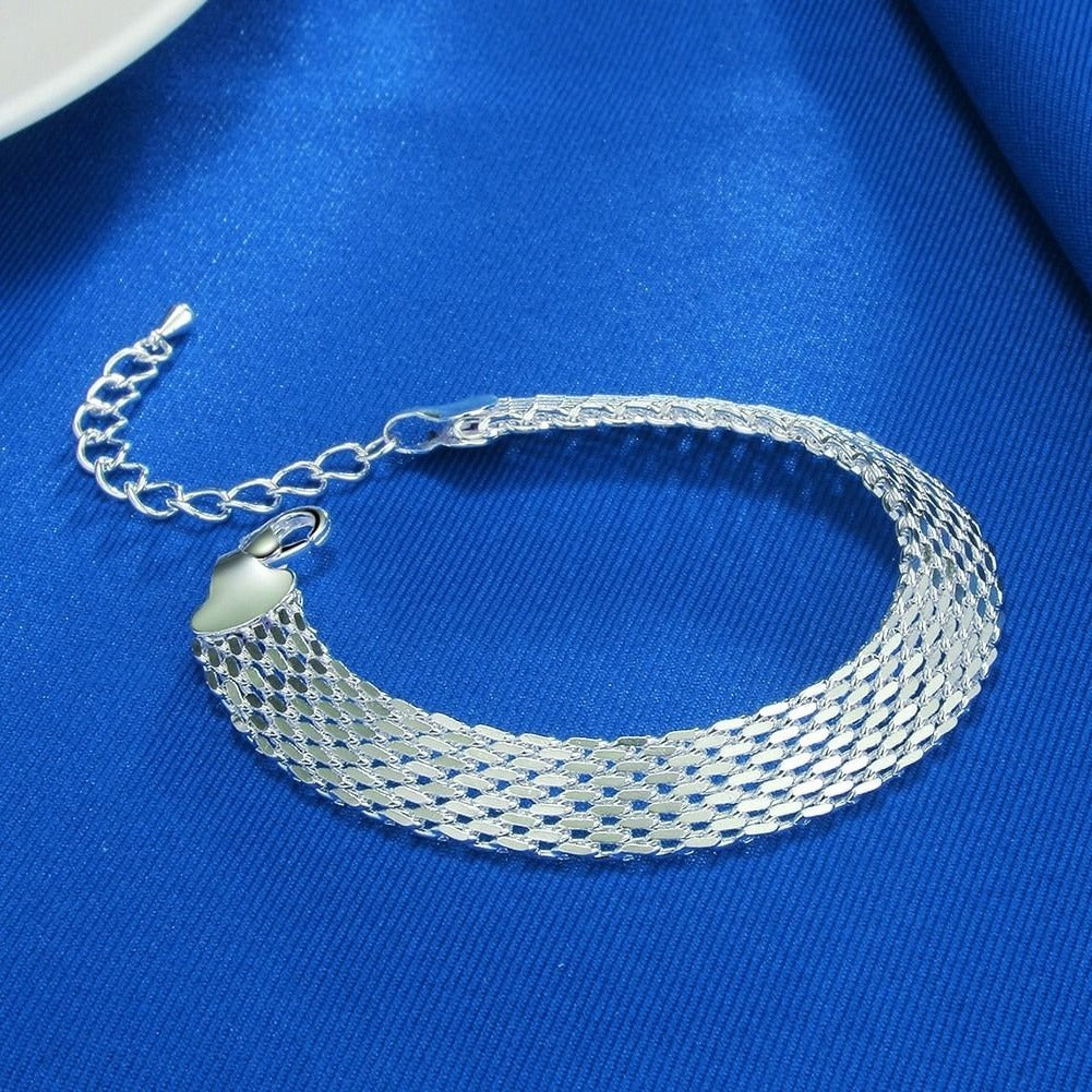 Harlow Leana Sterling Silver Mesh Weaved Chain Bracelet Gift Packaged