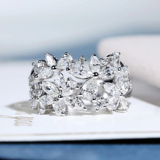 Serena Florets Silver Cubic Zirconia Cocktail Ring Gift Boxed