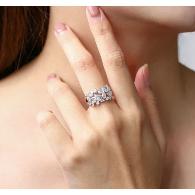 Serena Florets Silver Cubic Zirconia Cocktail Ring Gift Boxed