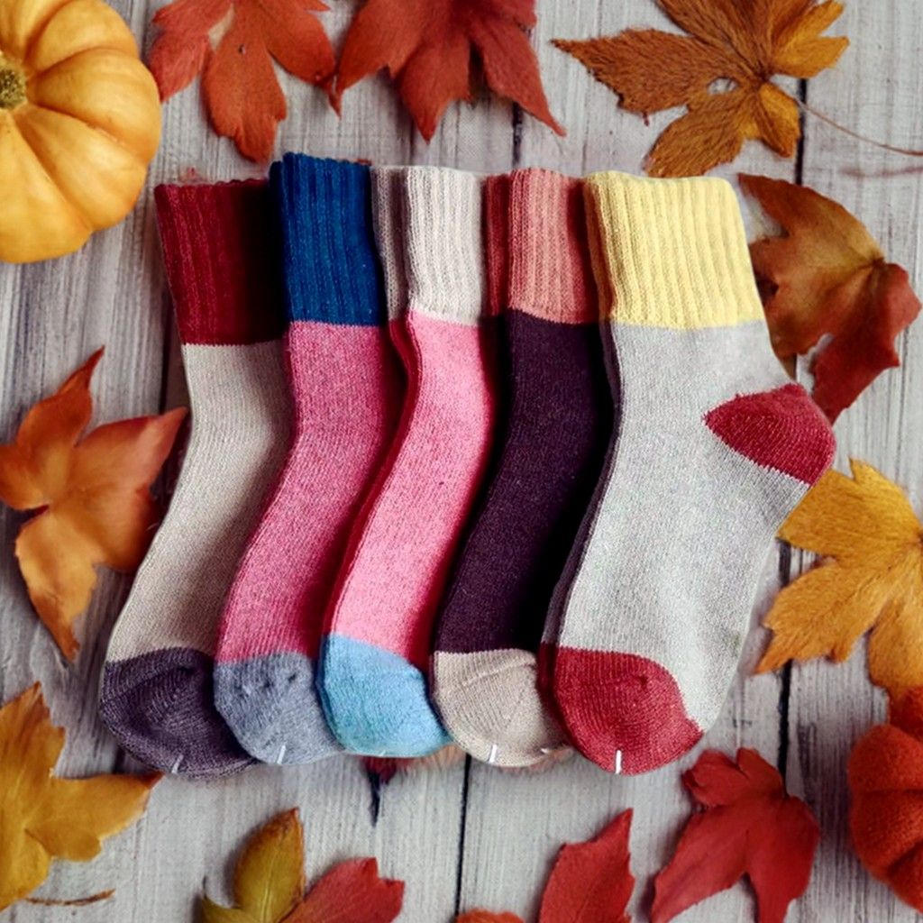 Chelsea Colorblock Womens Crew Socks Gray with Brown and Yellow Gift Packaged