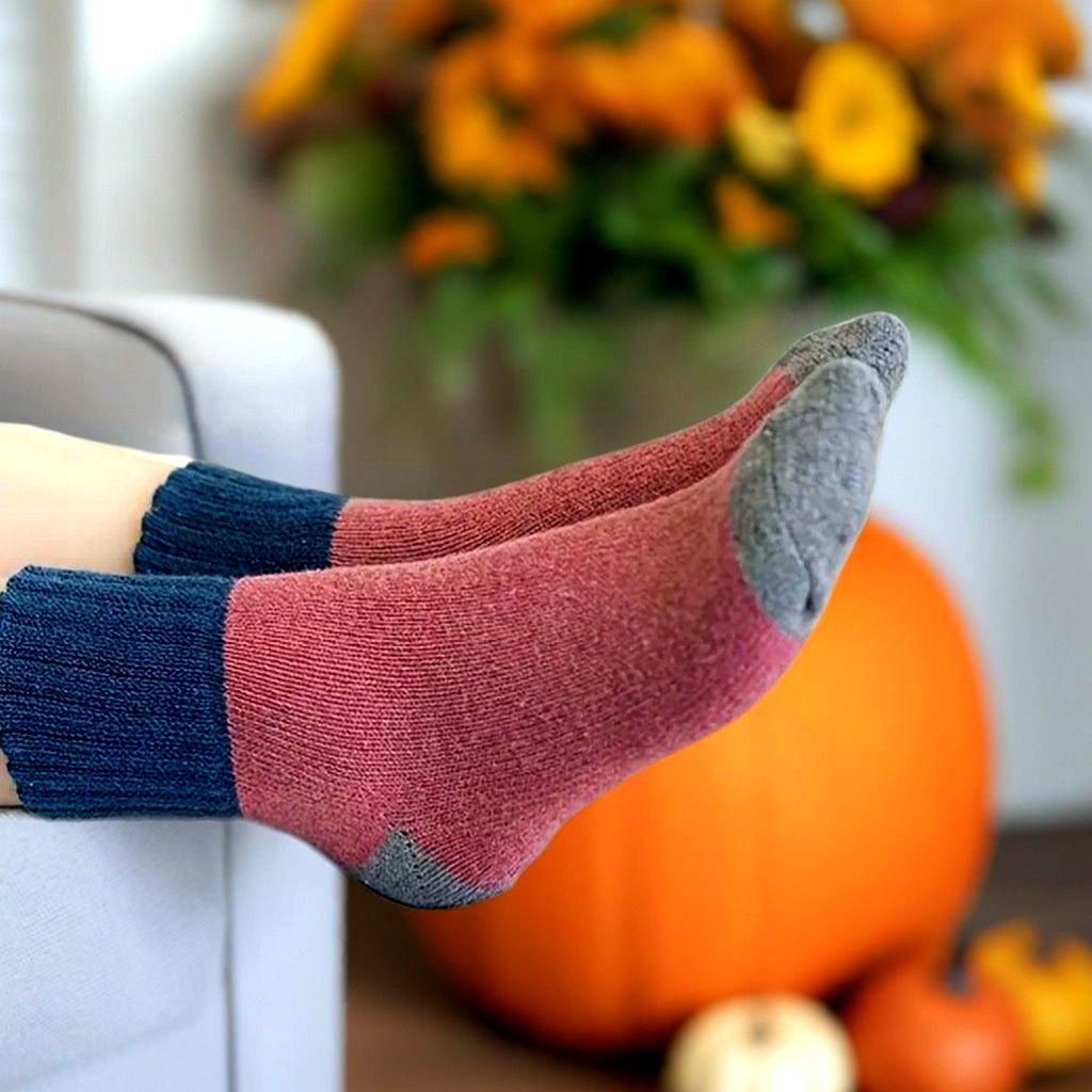Chelsea Colorblock Womens Crew Socks Gray with Brown and Yellow Gift Packaged