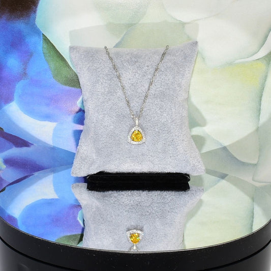 Keira Trillion Cut Citrine Gemstone Sterling Silver Pendant Necklace Gift Boxed