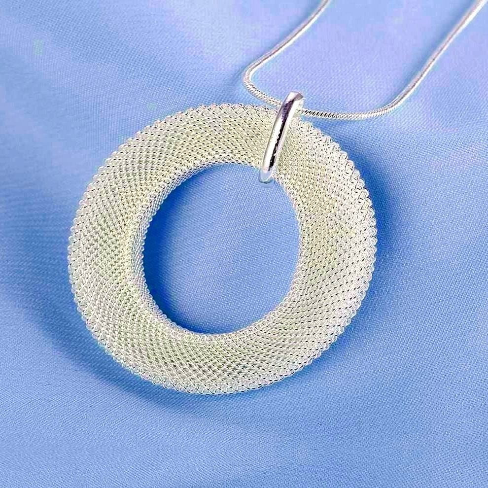 Alessandra Weaved Open Circle Sterling Silver Pendant Necklace Gift Boxed