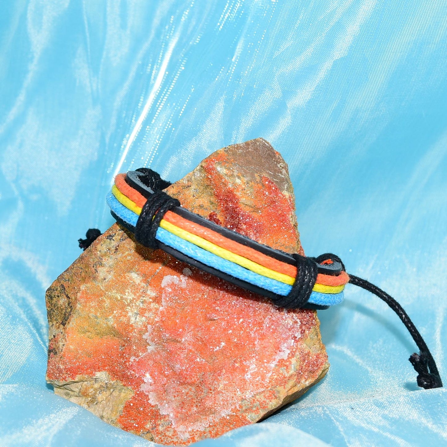 Cameron Layer Hemp Leather Bracelet Black Orange Yellow Blue Unisex Gift Boxed