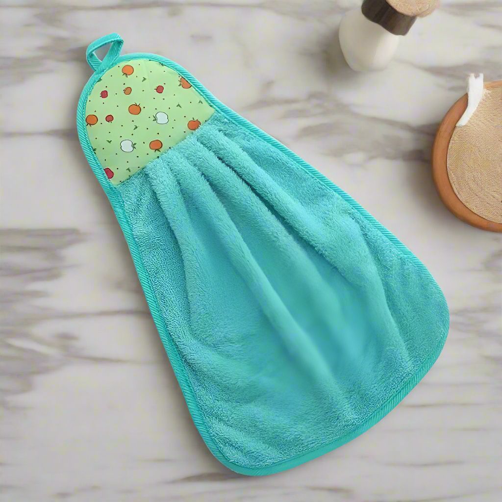 Anna Apple Decorative Fingertip Towel with Hanging Loop Teal Green Gift Packaged