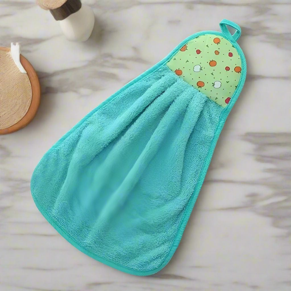 Anna Apple Decorative Fingertip Towel with Hanging Loop Teal Green Gift Packaged