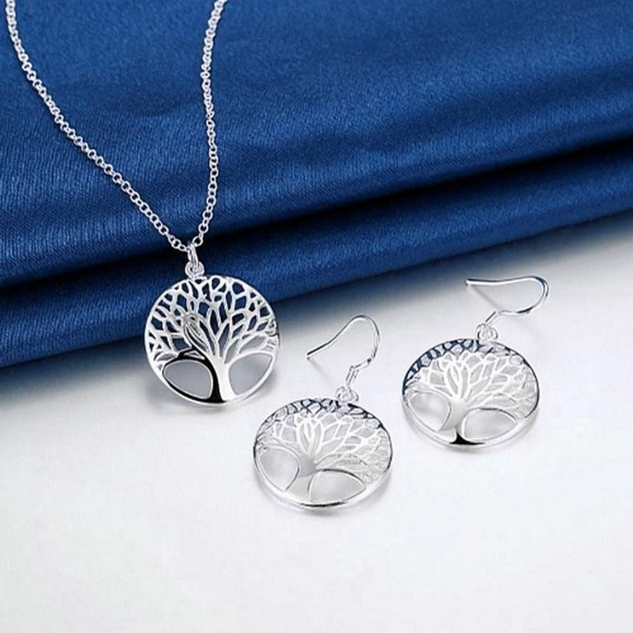 Destinelle Filigree 925 Sterling Silver Tree of Life Jewelry Set