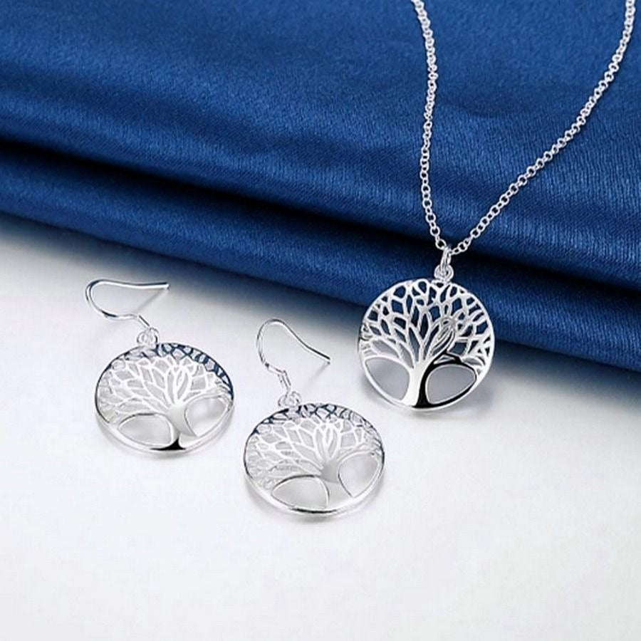 Destinelle Filigree 925 Sterling Silver Tree of Life Jewelry Set
