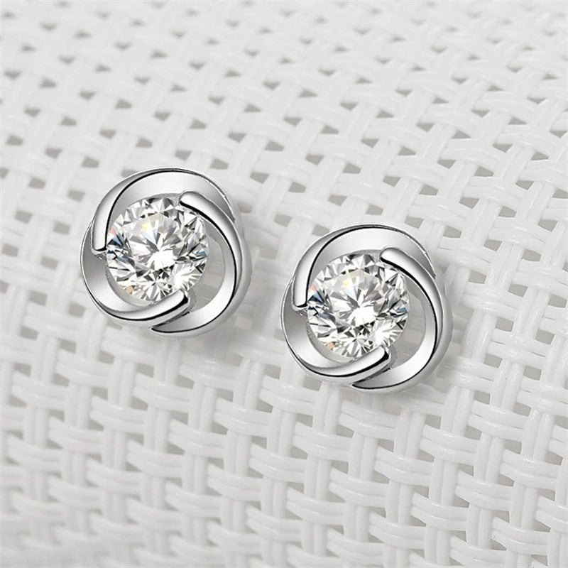 Andera Love Cubic Zirconia 925 Sterling Silver Love Knot Earrings