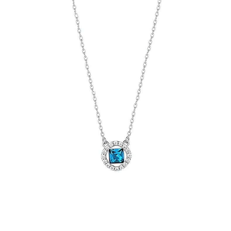 Melissa Ann Topaz Blue Cubic Zirconia Sterling Silver Necklace