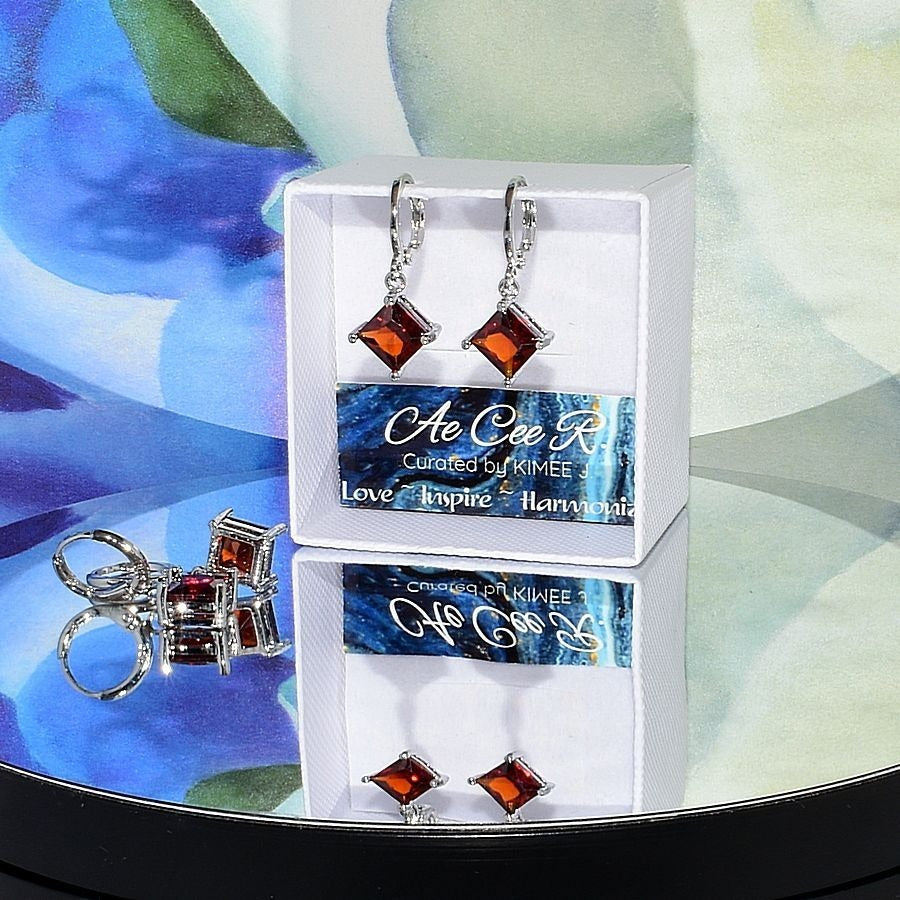 Mia Sincerity Red Garnet 925 Sterling Silver Earrings Gift Boxed