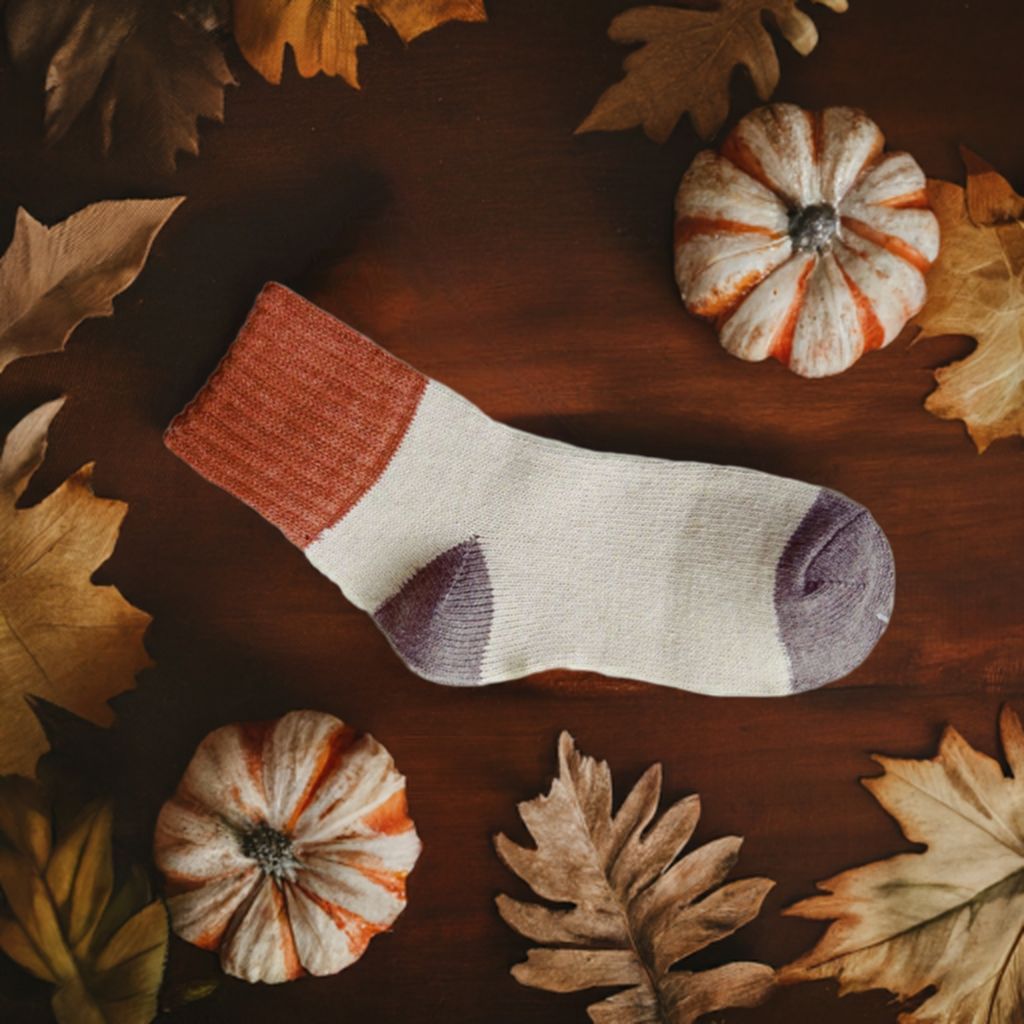 Chelsea Colorblock Womens Crew Socks Beige with Brown and Gray Gift Packaged
