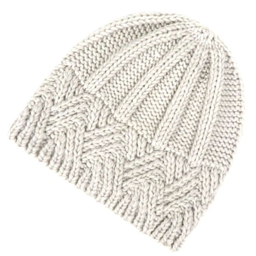 Whitney White Crochet Knit Beanie and Mountain Pin Set Gift Packaged
