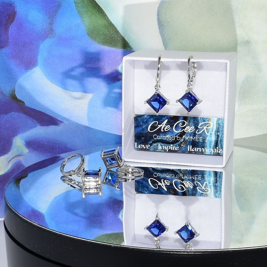 Mia Sincerity Blue Sapphire 925 Sterling Silver Earrings Gift Boxed
