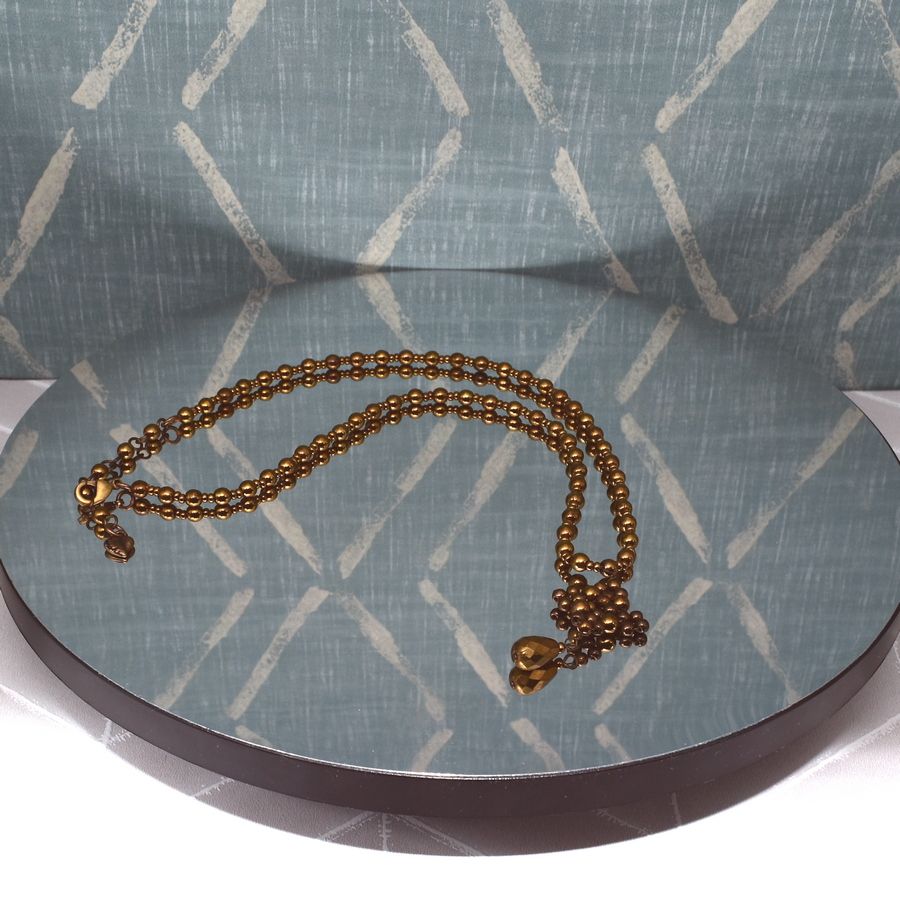 Bronze Rhombus Shaped Drop Bead Necklace Caroline C Estate Collection Gift Boxed